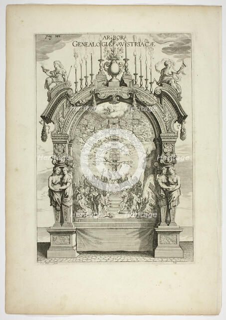 Genealogical Tree of the Austrian Royal Family, plate 32 from Casperius Gevartius, Pompa..., 1642. Creator: Theodoor van Thulden.