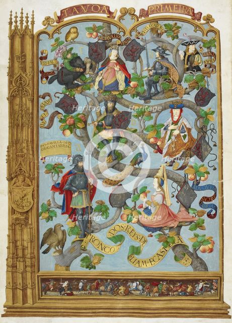Genealogical tree of the Kings of Leon and Castille, 1530-1534.  Creator: Antonio de Hollanda.