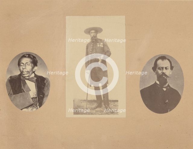 [General Tomas Mejia, Emperor Maximilian, General Miramon], 1867. Creator: François Aubert.