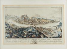 General view over the Salzach to Salzburg with the Hohensalzburg Fortress, c.1790. Creator: Amon, Anton (1761-1798)