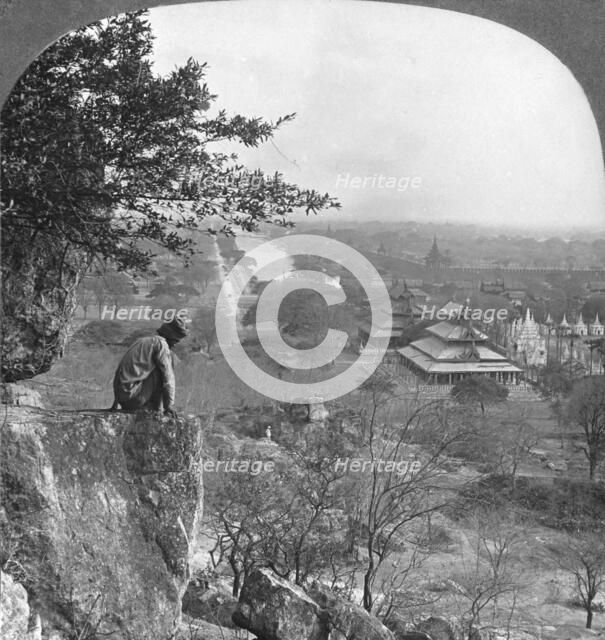General view of Mandalay, Burma, showing the fort wall, 1908. Artist: Stereo Travel Co