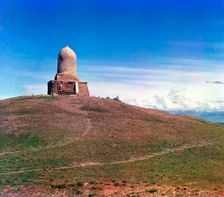 General view of mosque at the top of Chapan-Ata Mountain, Samarkand, between 1905 and 1915. Creator: Sergey Mikhaylovich Prokudin-Gorsky