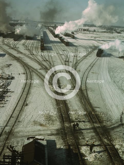 General view of one of the classification yards of the C & NW RR, Chicago, Ill., 1942. Creator: Jack Delano.