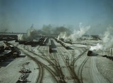 General view of one of the classification yards of the C & NW RR, Chicago, Ill., 1942. Creator: Jack Delano
