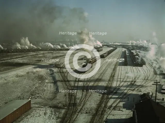 General view of one of the yards of the Chicago and North Western railroad, Chicago, Ill., 1942. Creator: Jack Delano.