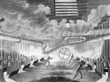 General view of a gas works, showing retorts being charged, 1835. Artist: Charles Partington