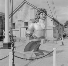 General view of a figurehead from HMS Benbow, Portsmouth Naval Dockyard, 1956. Creator: Eric de Maré