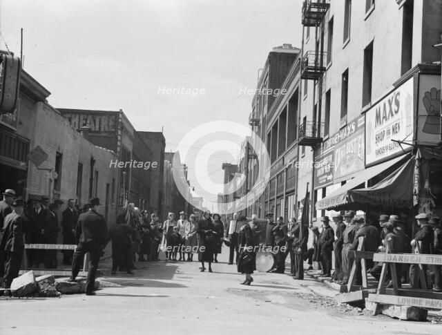 General view of army and crowds, Salvation Army, San Francisco, California, 1939. Creator: Dorothea Lange.