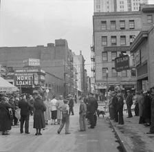 General view of army and crowds, Salvation Army, San Francisco, California, 1939. Creator: Dorothea Lange