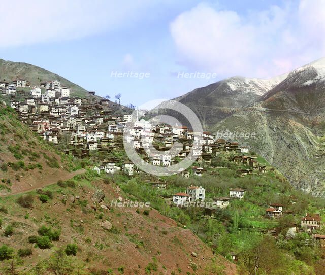 General view of Artvin from the small town of Svet, between 1905 and 1915. Creator: Sergey Mikhaylovich Prokudin-Gorsky.