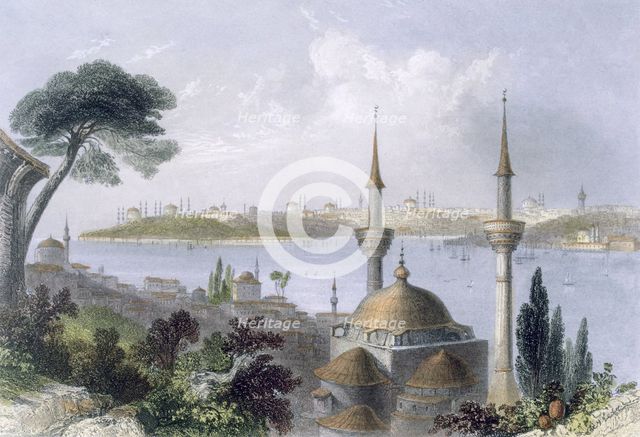 General view of Constantinople from Scutari, c1850. Creator: William Henry Bartlett (1809-54).
