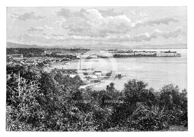 General view of Fort-De-France, Martinique, c1890.Artist: A Kohl
