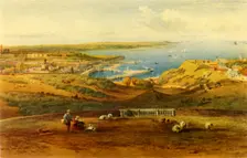 General View of Guernsey from Port George 1850, (1946). Creator: Richard Principal Leitch