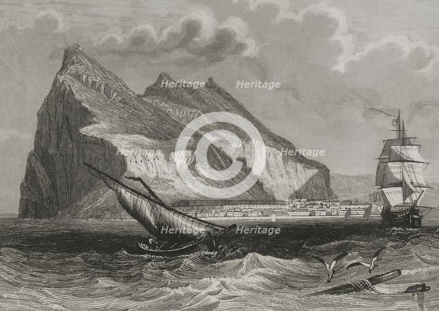 General view of Gibraltar, 1853.  Creator: Antonio Roca Sallent.