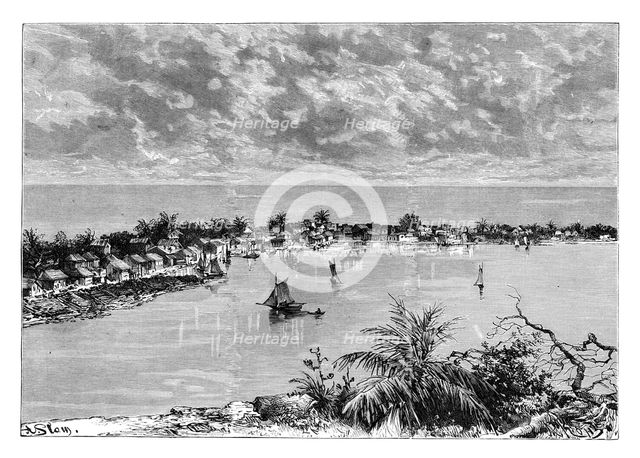 General view of Hopetown, Abaco Island, c1890.Artist: A Kohl