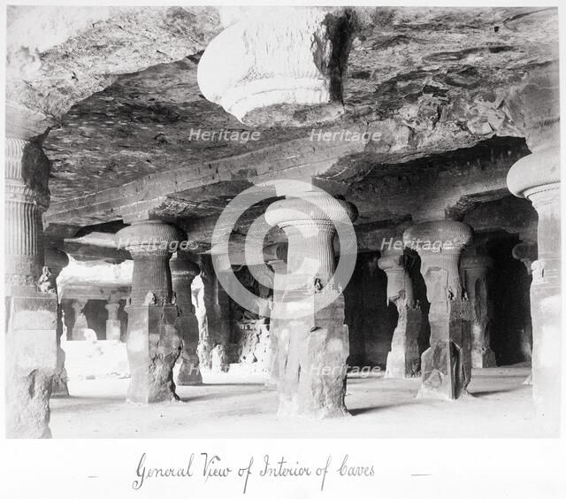General View of Interior of Caves, Late 1860s. Creator: Samuel Bourne.