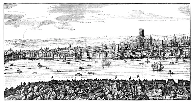 General view of London, 1666, (1909). Artist: Unknown