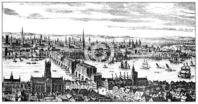 General view of London, 1666, (1909). Artist: Unknown