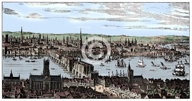 General view of London, 1666, (1909).  Artist: Unknown.
