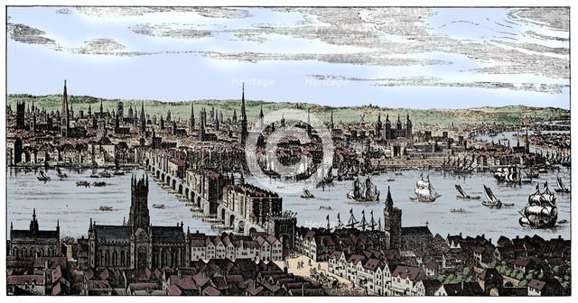 General view of London, 1666, (1909).  Artist: Unknown.