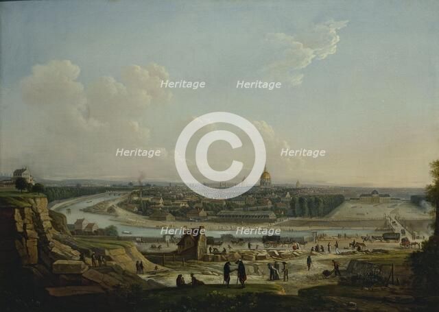 General view of Paris, taken from Chaillot hill, current 16th and 7th arrondissements, 1818. Creator: Seyfert.