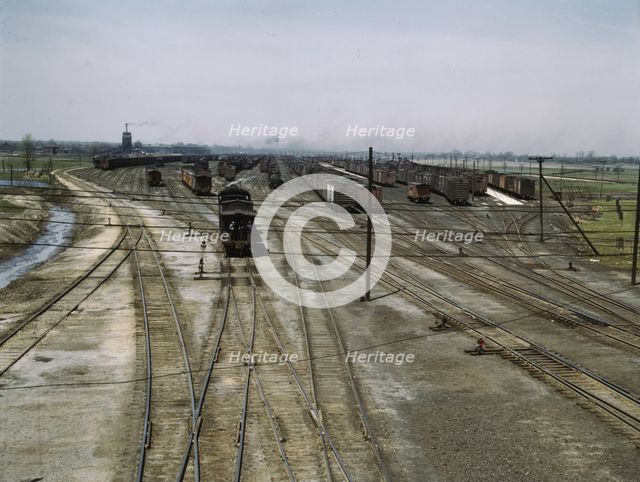 General view of part of the Bensenville freight yard of the Chicago, Milwaukee..., Illinois, 1943. Creator: Jack Delano.