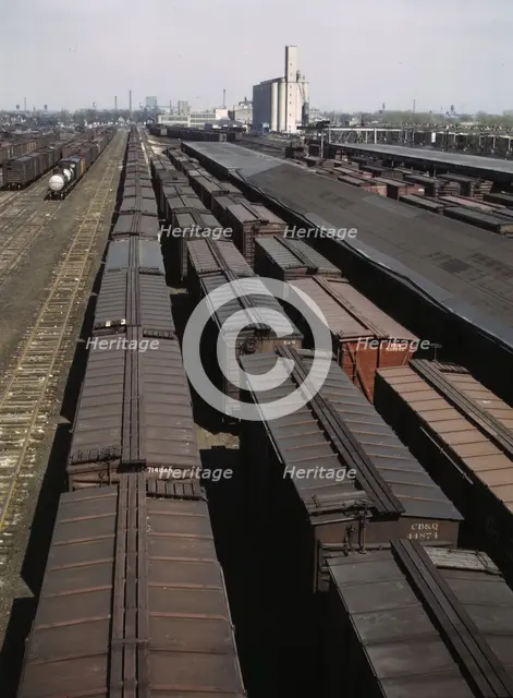 General view of part of the Galewood yard of the Chicago, Milwaukee..., Illinois, 1943. Creator: Jack Delano.