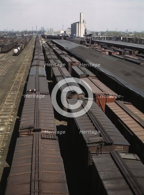 General view of part of the Galewood yard of the Chicago, Milwaukee..., Illinois, 1943. Creator: Jack Delano.