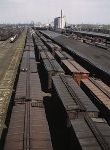 General view of part of the Galewood yard of the Chicago, Milwaukee..., Illinois, 1943. Creator: Jack Delano