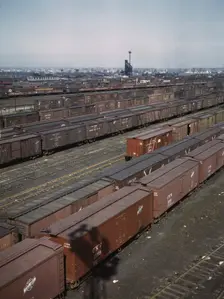 General view of part of the Proviso yard of the Chicago and North Western railroad, Chicago, 1943. Creator: Jack Delano
