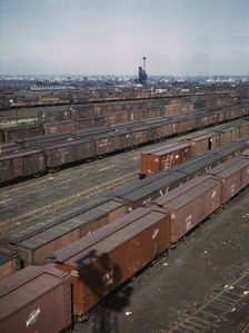 General view of part of the Proviso yard of the Chicago and North Western railroad, Chicago, 1943. Creator: Jack Delano