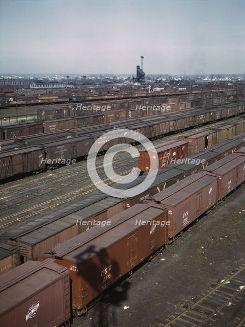 General view of part of the Proviso yard of the Chicago and North Western railroad, Chicago, 1943. Creator: Jack Delano.