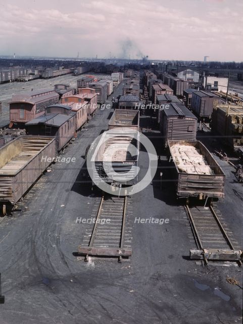 General view of part of the rip tracks at C & NW RR's Proviso yard, Chicago, Ill., 1943. Creator: Jack Delano.