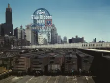 General view of part of the South Water Street freight...Illinois Central Railroad, Chicago, 1943. Creator: Jack Delano