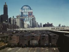 General view of part of the South Water Street freight...Illinois Central Railroad, Chicago, 1943. Creator: Jack Delano
