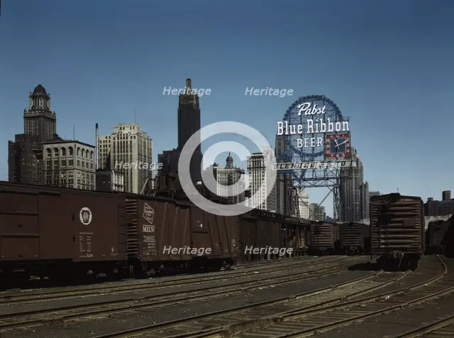 General view of part of the South Water street Illinois Central Railroad...terminal, Chicago, 1943. Creator: Jack Delano.