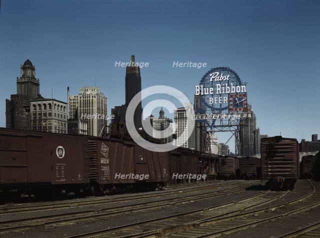General view of part of the South Water street Illinois Central Railroad...terminal, Chicago, 1943. Creator: Jack Delano.