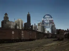 General view of part of the South Water street Illinois Central Railroad...terminal, Chicago, 1943. Creator: Jack Delano