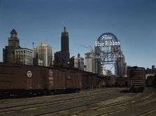 General view of part of the South Water street Illinois Central Railroad...terminal, Chicago, 1943. Creator: Jack Delano