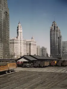 General view of part of the South Water Street Illinois Central Railroad..., Chicago, Ill., 1943. Creator: Jack Delano