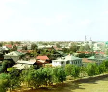 General view of Rostov [Velikii] from the bell tower of the Church of All Saints, 1911. Creator: Sergey Mikhaylovich Prokudin-Gorsky