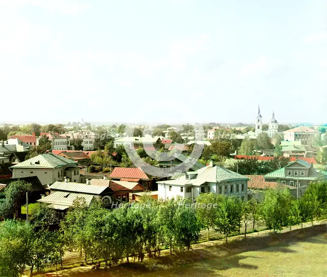 General view of Rostov [Velikii] from the bell tower of the Church of All Saints, 1911. Creator: Sergey Mikhaylovich Prokudin-Gorsky.