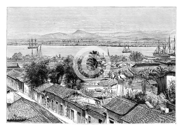 General view of Santiago, Cuba, c1890.Artist: Maynard