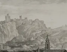 General view of the Templar castle, Castellote, Teruel province, Region of Maestrazgo, Spain, 1870. Creator: Unknown