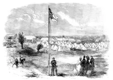 General view of the volunteer camp on Ascot Heath, 1862. Creator: Unknown