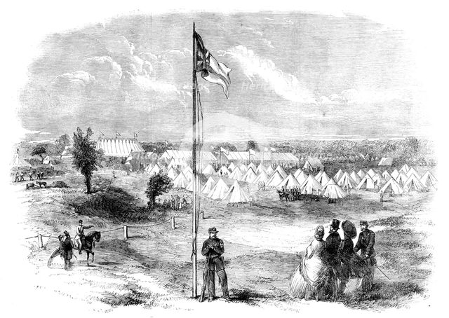 General view of the volunteer camp on Ascot Heath, 1862.  Creator: Unknown.