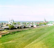 General view of the city of Belozersk from the fortress wall [Russian Empire], 1909. Creator: Sergey Mikhaylovich Prokudin-Gorsky