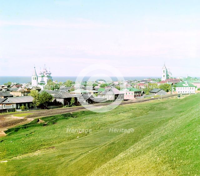General view of the city of Belozersk from the fortress wall [Russian Empire], 1909. Creator: Sergey Mikhaylovich Prokudin-Gorsky.