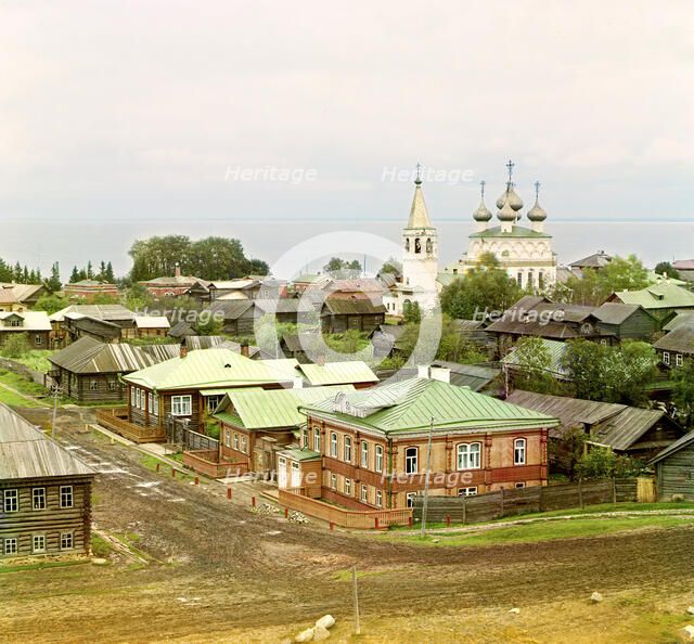 General view of the city of Belozersk from the fortress wall [Russian Empire], 1909. Creator: Sergey Mikhaylovich Prokudin-Gorsky.
