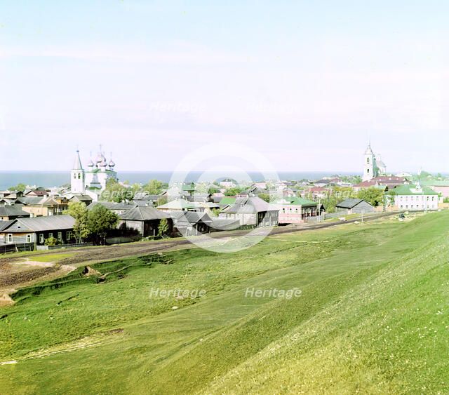 General view of the city of Belozersk from the fortress wall [Russian Empire], 1909. Creator: Sergey Mikhaylovich Prokudin-Gorsky.